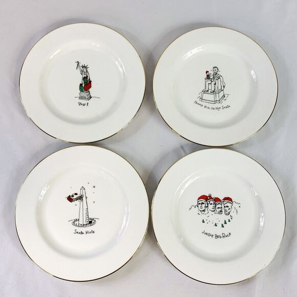 Vtg 1999 Dayton Hudson Merry Masterpieces Salad Plates Christmas Set of 4 - Picture 1 of 8